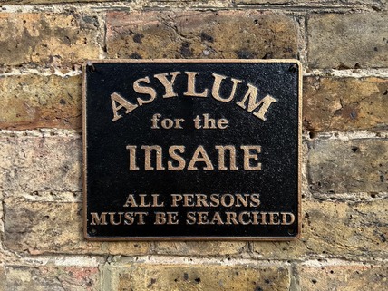 asylum for insane plaque